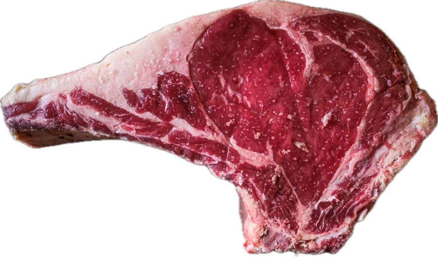 Côte de bœuf crue sur l'os
