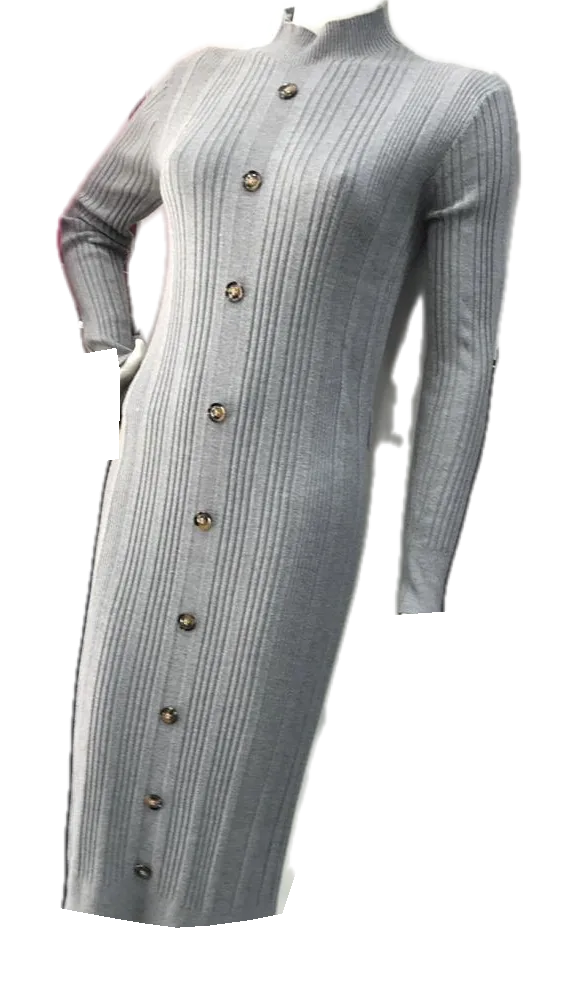 Vestido gris de punto acanalado
