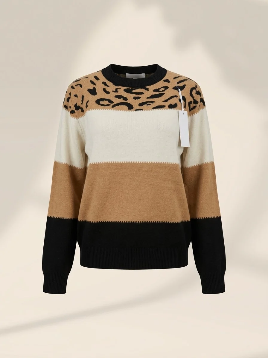 Leopard colour-block jumper — Invisible mannequin