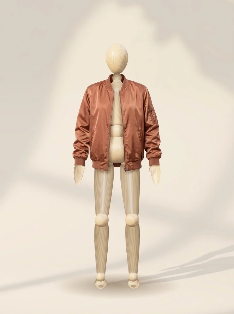 Terracotta satin bomber
