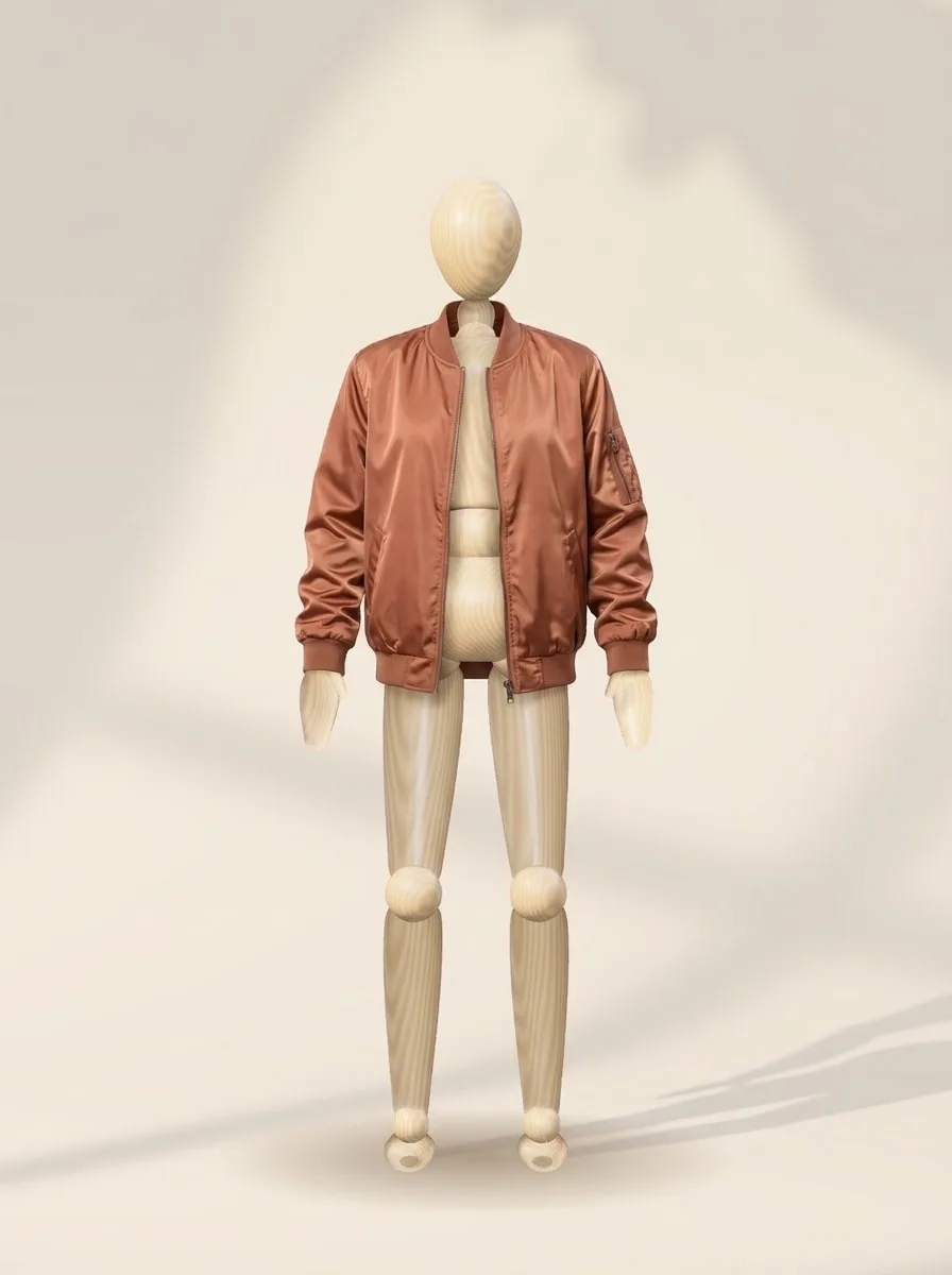 Terracotta satin bomber